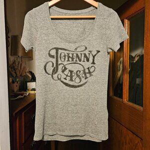 Lucky Brand Women's Johnny Cash "I Walk the Line" - Gray T-Shirt - Size Small